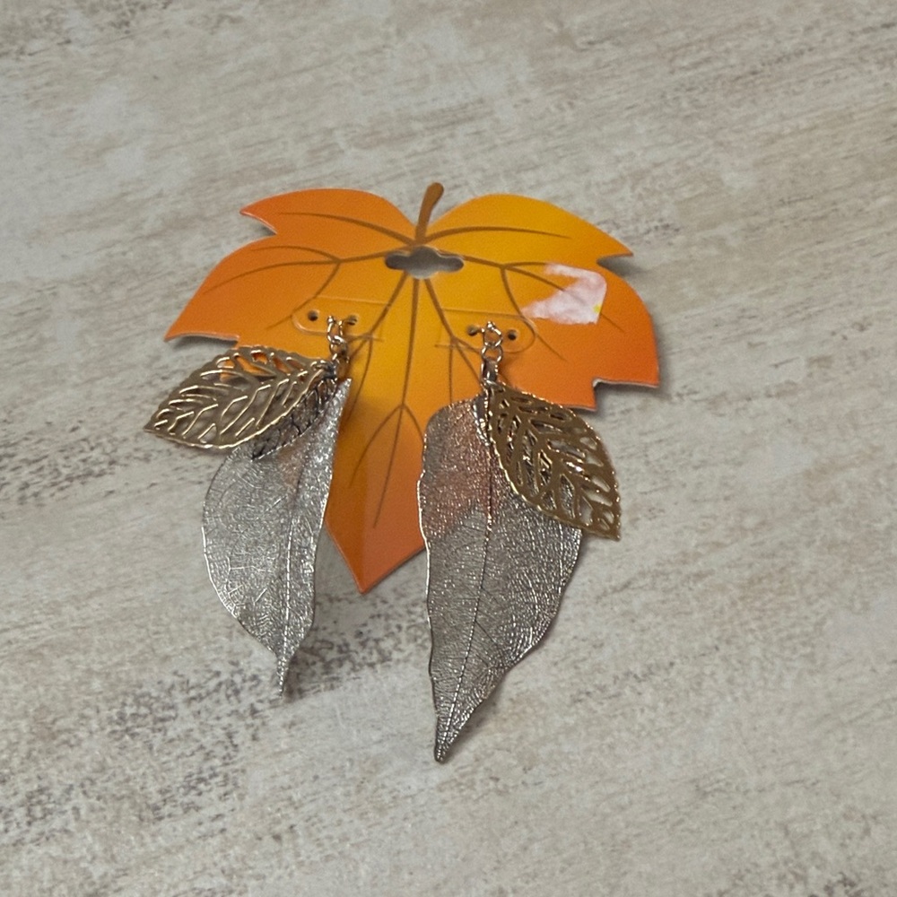 Elegant Silver and Gold Leaf Earrings